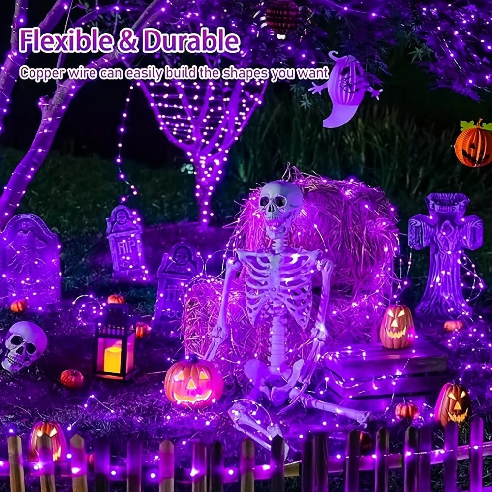 Halloween Led String Lights Orange - 1PC 12M100LED Halloween Solar Lichtslingers, Oranje