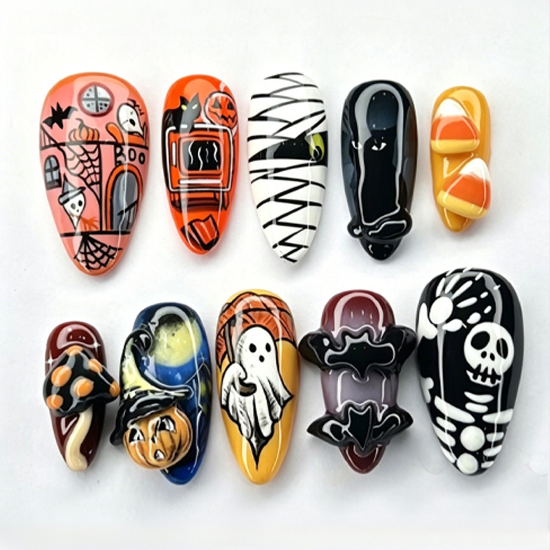 Halloween Skeleton Decoration - 30 stuks nieuwe Halloween-stijl valse nagels,