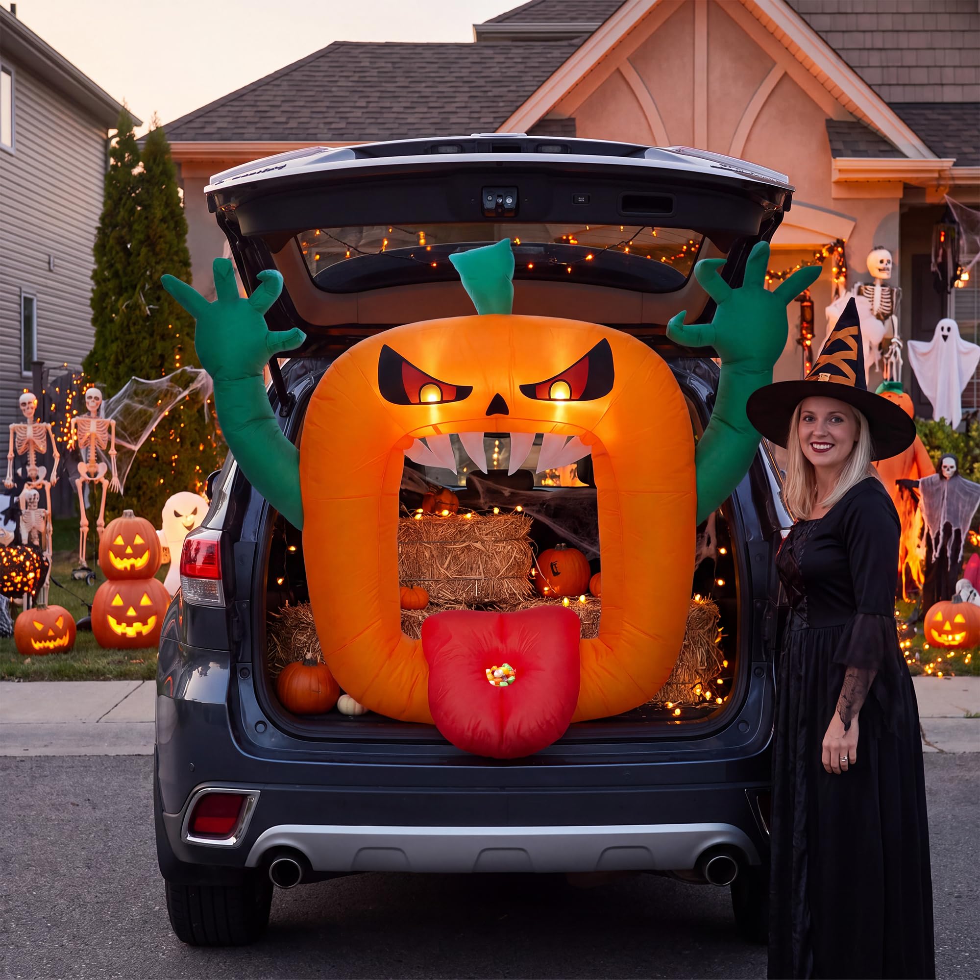 Halloween Pumpkin Decor Led - 6FT Halloween opblaasbare gruwelijke pompoen met