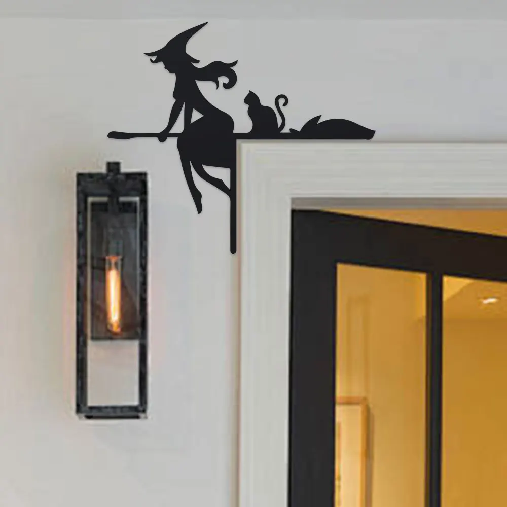 Spider Web Halloween Decoration - Halloween-deurdecoratieset – Smeedijzeren silhouetten met spinnenwebben,