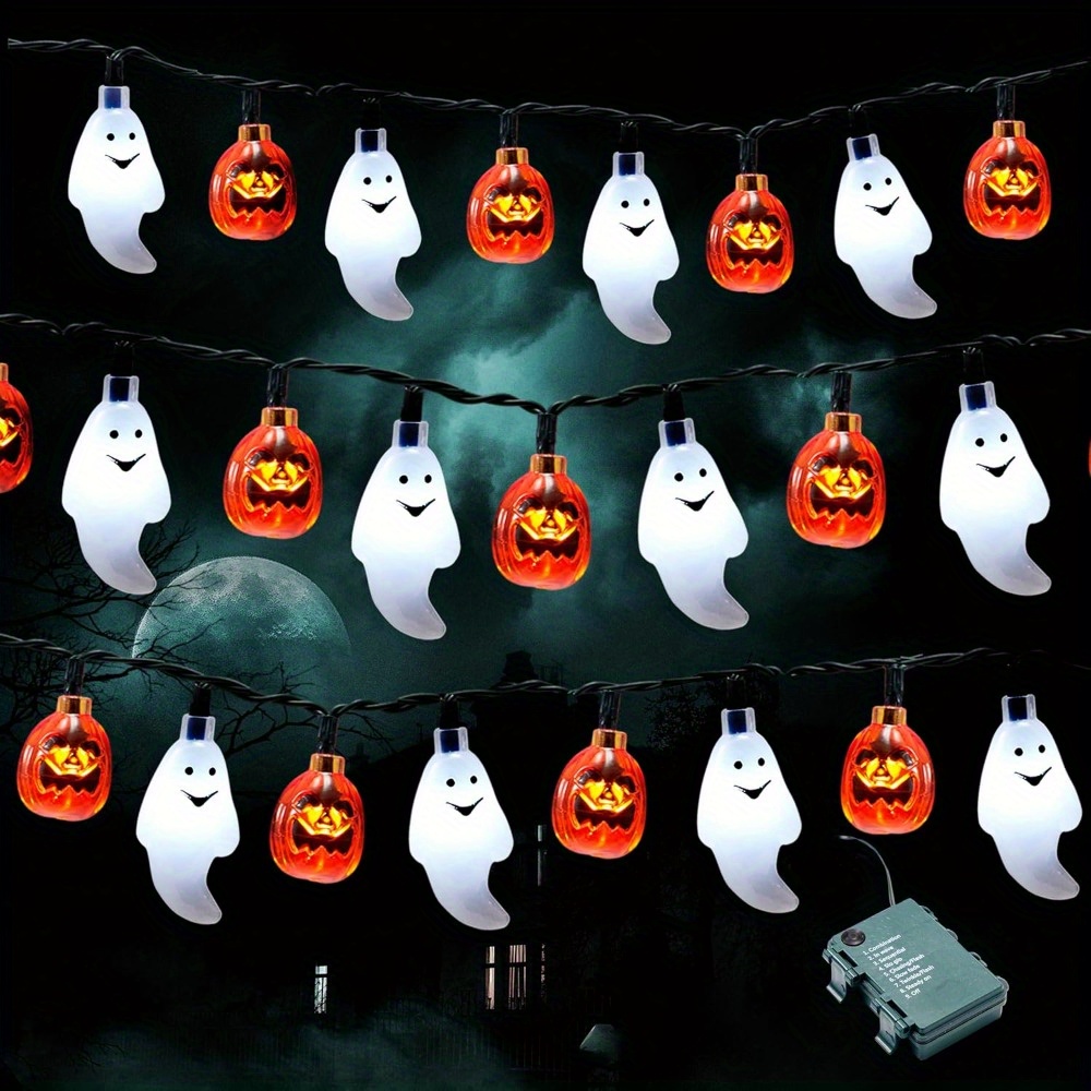 Halloween Led String Lights Orange - 19.7FT 30 stuks LED batterij-aangedreven spookpompoen