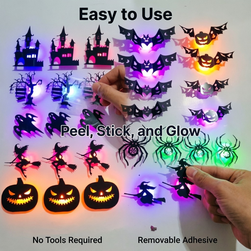 8 stuks/set LED Halloween muur - Halloween Pumpkin Decor Led recensie en prijs