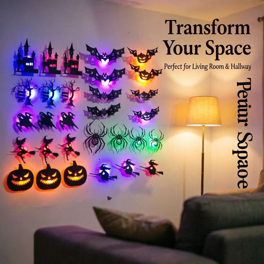 8 stuks/set LED Halloween muur - Halloween Pumpkin Decor Led recensie en prijs