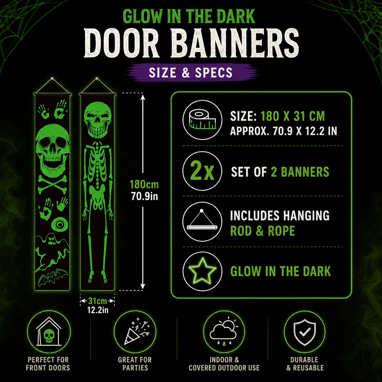 2 stuks Halloween-banners die  - Halloween Skeleton Decoration recensie en prijs